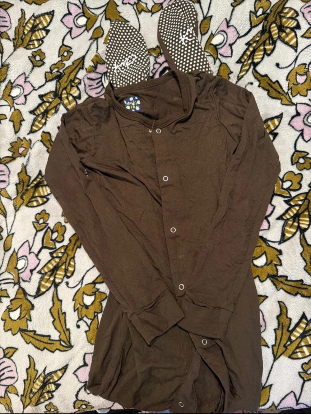 Kickee Pants Brown Snap-Front Kids Pajama Set Top